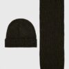 Barbour căciulă și fular Carlton Fleck Beanie & Scarf Gift Set culoarea verde MGS0047