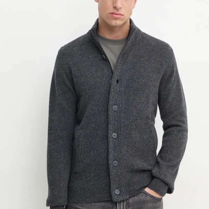 Barbour cardigan din lana culoarea gri