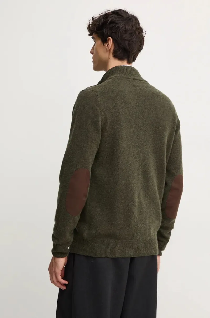 Barbour cardigan din lana culoarea verde preţ