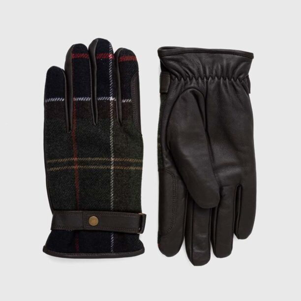 Barbour mănuși din amestec de lână Newbrough Tartan Gloves culoarea verde MGL0051