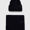 Barbour set căciulă și fular Crimdon Beanie & Scarf Gift Set culoarea bleumarin MGS0019