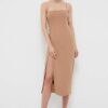 Bardot rochie culoarea bej