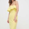 Bardot rochie culoarea galben