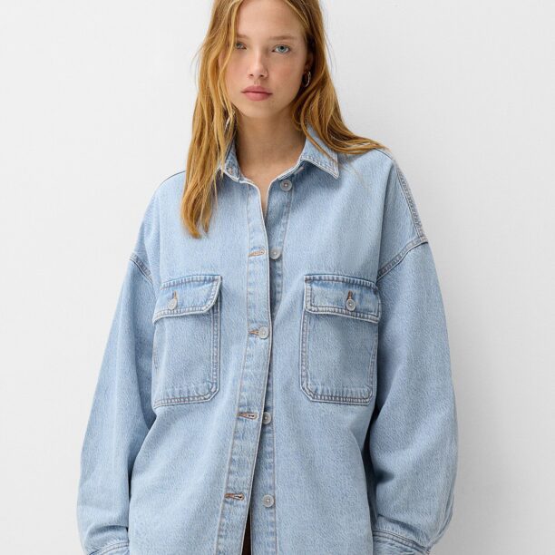 Bershka Bluză  albastru denim