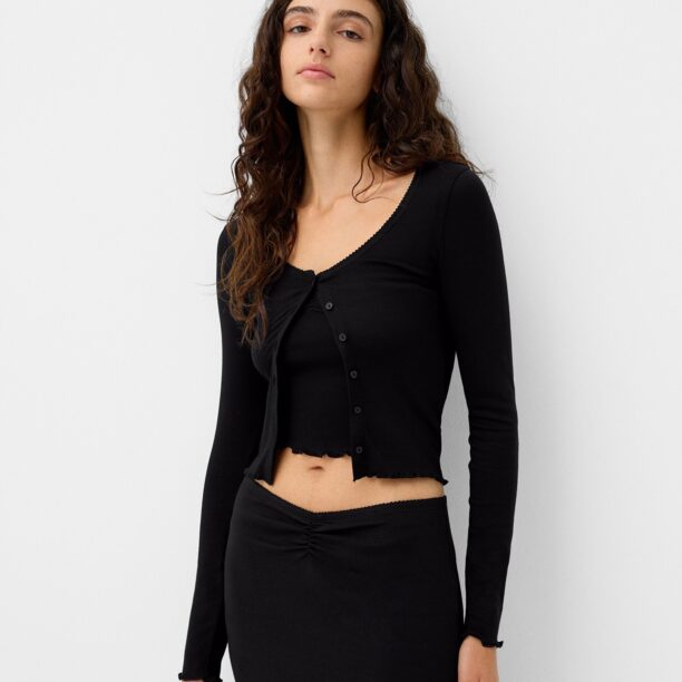 Bershka Geacă tricotată  negru