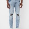 Bershka Jeans  albastru deschis / alb