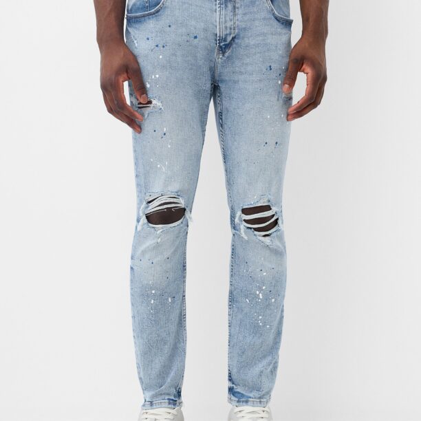 Bershka Jeans  albastru deschis / alb