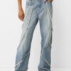 Bershka Jeans  crem / albastru deschis