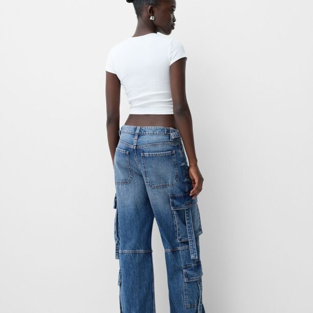 Bershka Pantaloni eleganți  albastru denim preţ