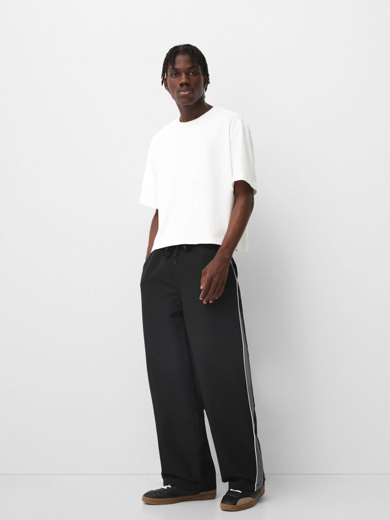 Bershka Pantaloni  gri / negru / alb