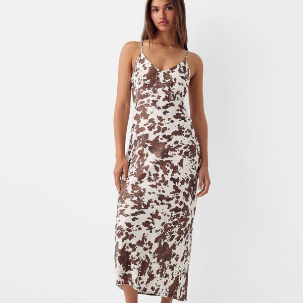 Cumpăra Bershka Rochie  maro / alb