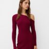 Bershka Rochie tricotat  roșu bordeaux