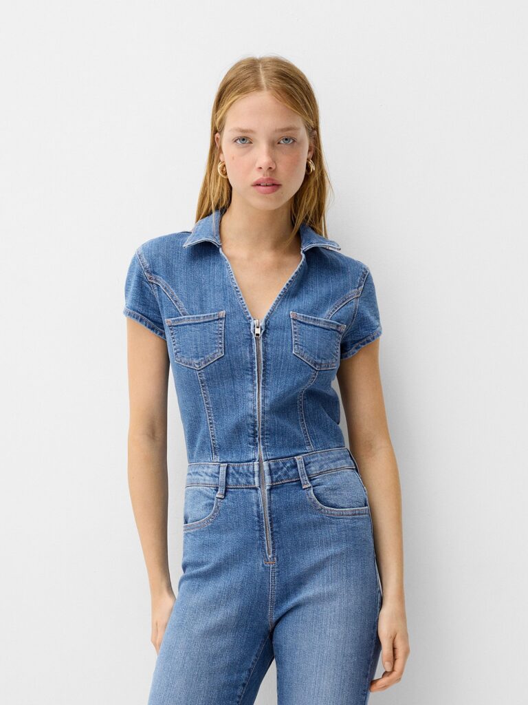 Bershka Salopeta  albastru denim