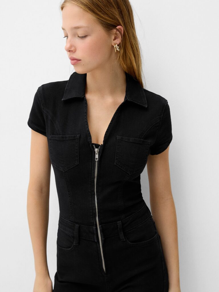 Original Bershka Salopeta  negru