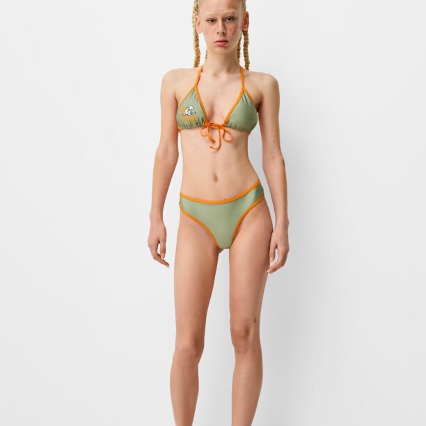 Cumpăra Bershka Slip costum de baie  verde / portocaliu / negru / alb