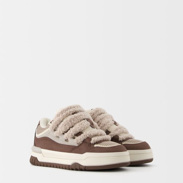 Original Bershka Sneaker low  bej închis / maro