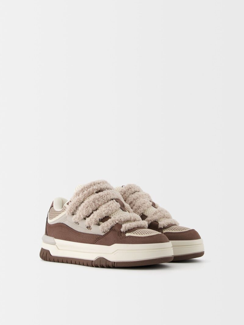 Original Bershka Sneaker low  bej închis / maro