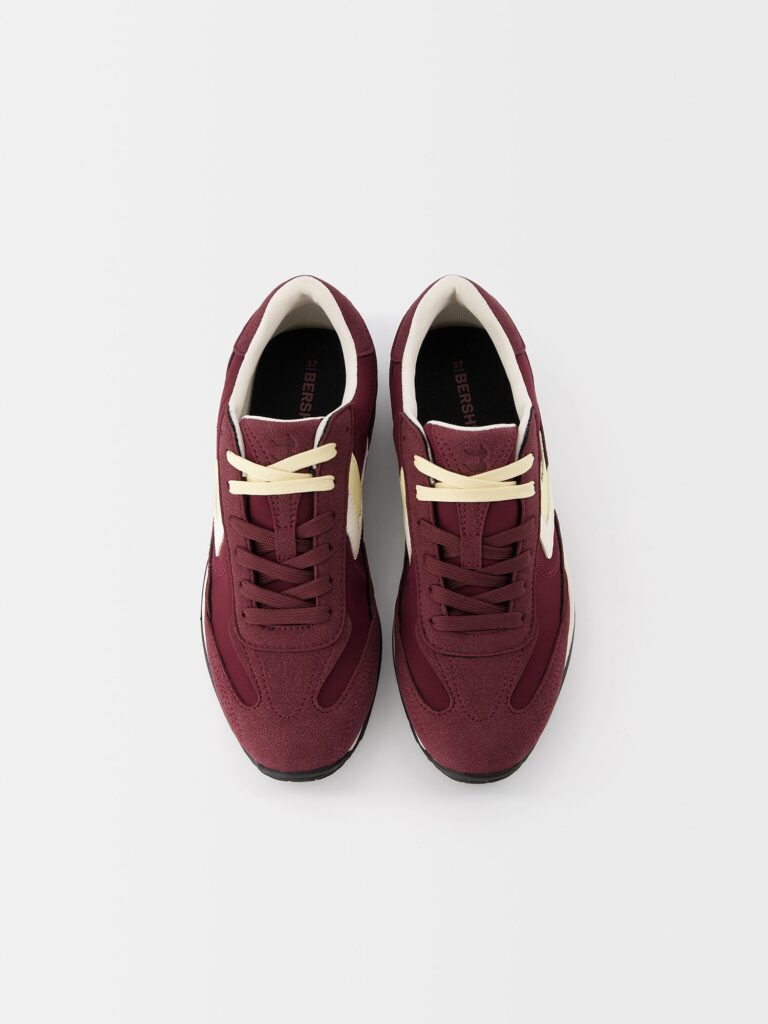 Cumpăra Bershka Sneaker low  galben deschis / roșu burgundy / alb