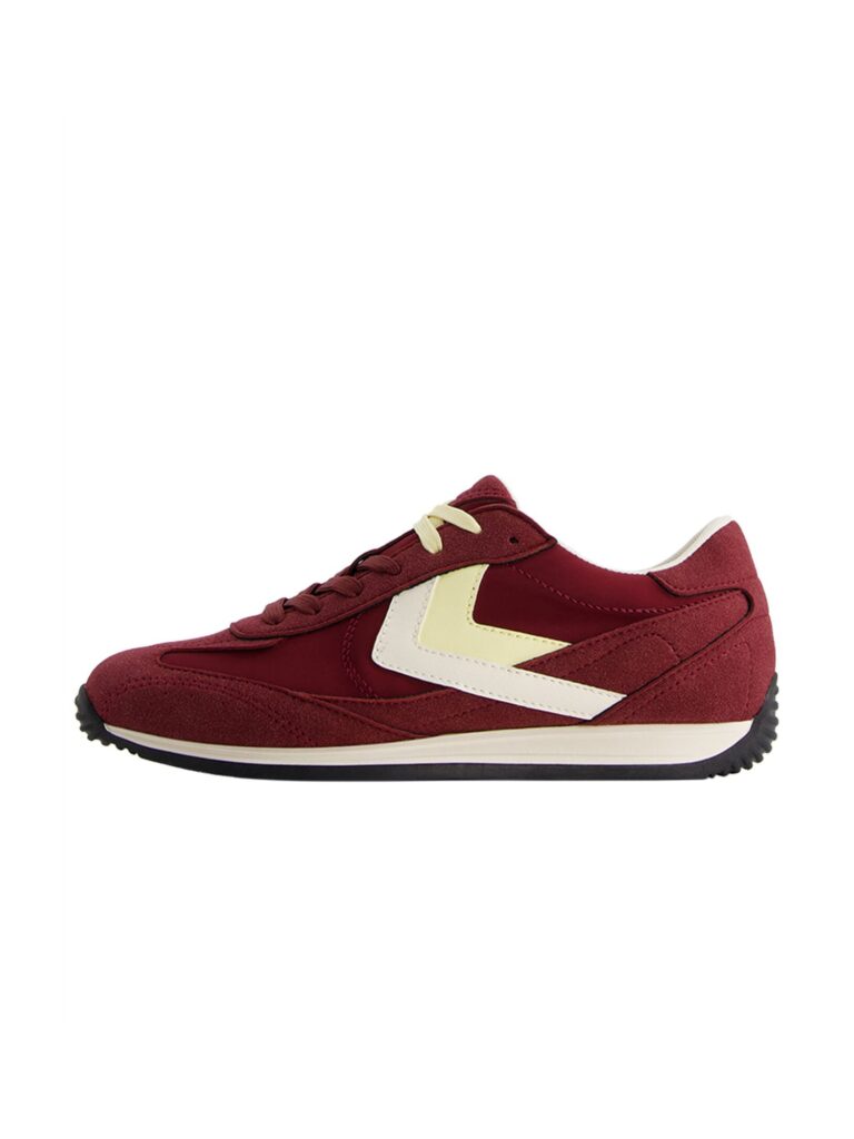 Bershka Sneaker low  galben deschis / roșu burgundy / alb