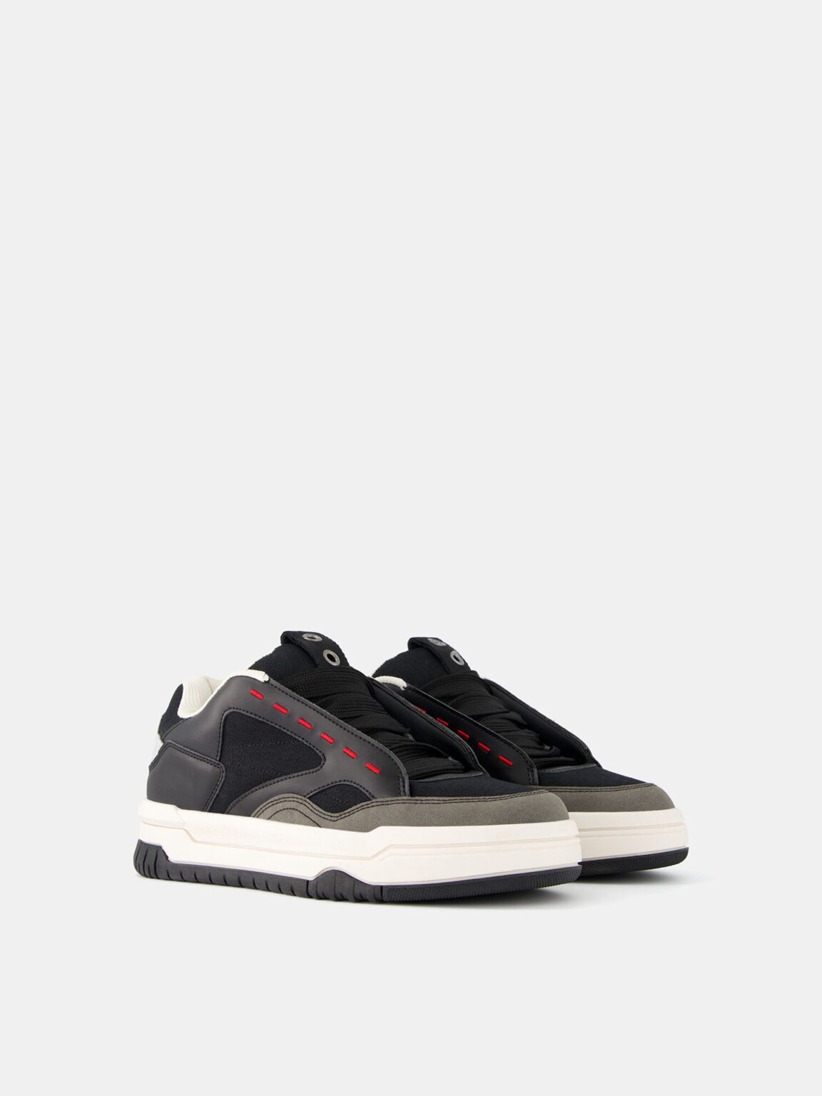 Original Bershka Sneaker low  gri / gri deschis / negru