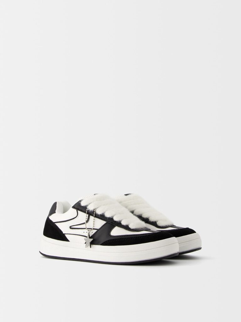 Original Bershka Sneaker low  negru / alb