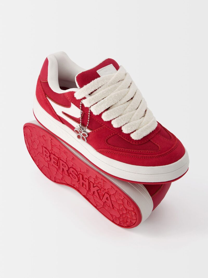 Bershka Sneaker low  roșu / alb preţ