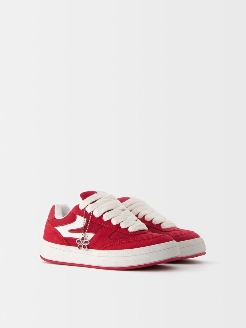 Original Bershka Sneaker low  roșu / alb