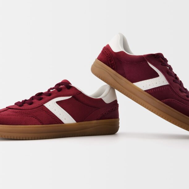 Preţ Bershka Sneaker low  roșu burgundy / alb