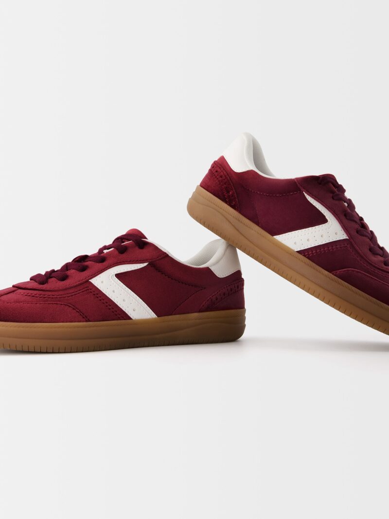 Preţ Bershka Sneaker low  roșu burgundy / alb