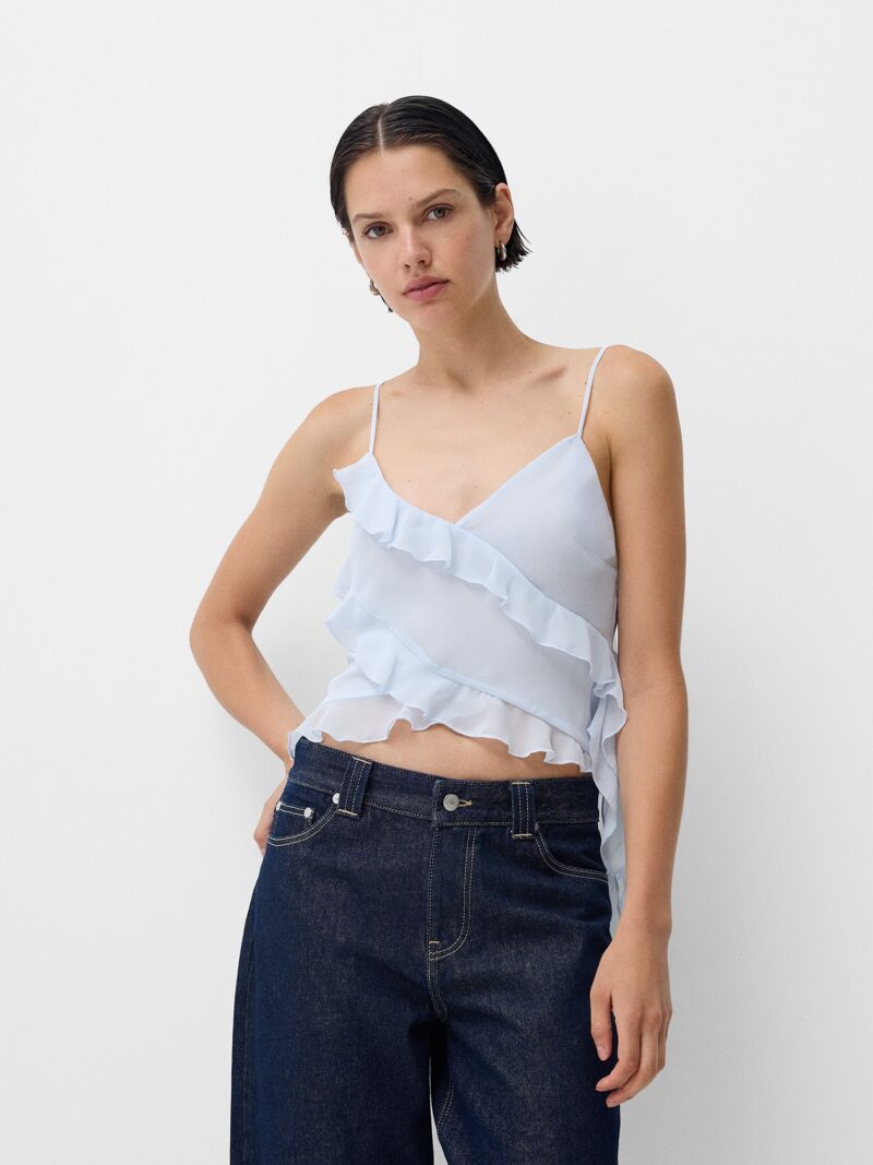 Bershka Top  albastru pastel