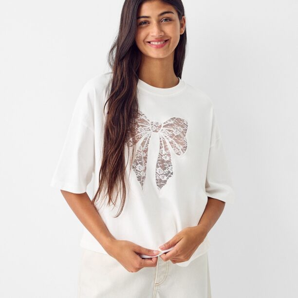 Bershka Tricou  alb murdar