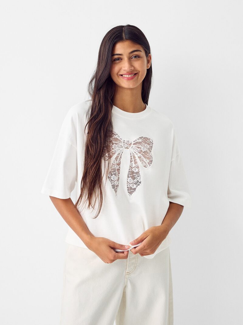 Bershka Tricou  alb murdar