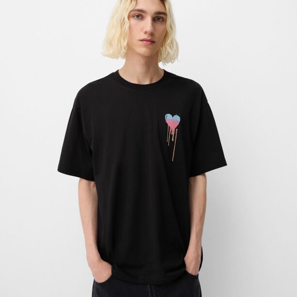 Cumpăra Bershka Tricou  albastru deschis / roz / negru