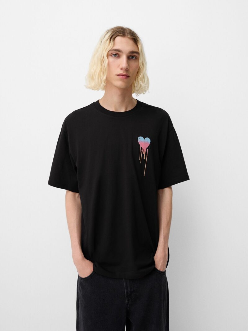 Cumpăra Bershka Tricou  albastru deschis / roz / negru