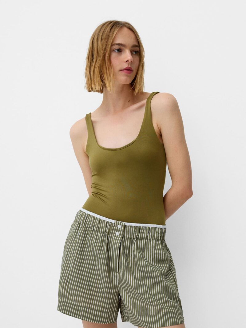 Bershka Tricou body  oliv