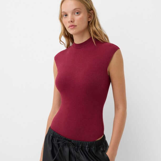 Bershka Tricou body  roşu închis