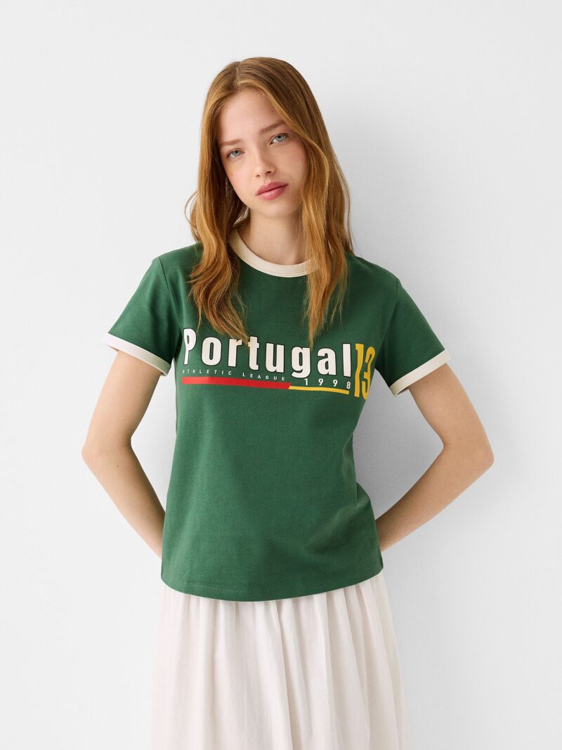 Bershka Tricou  galben / verde / roșu / alb