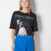 Bershka Tricou  gri deschis / roșu carmin / negru / alb natural