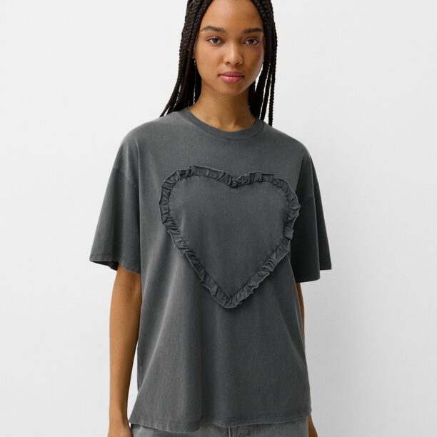 Bershka Tricou  gri grafit