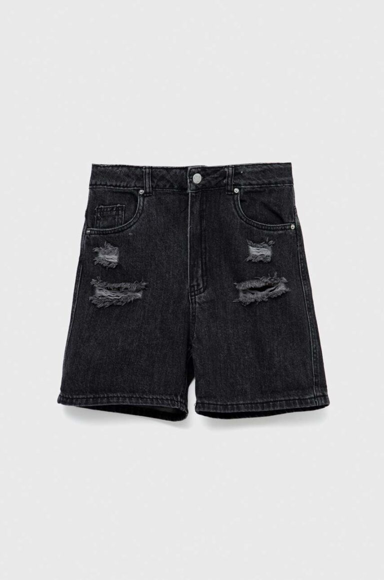 Birba&Trybeyond pantaloni scurti din denim pentru copii culoarea negru