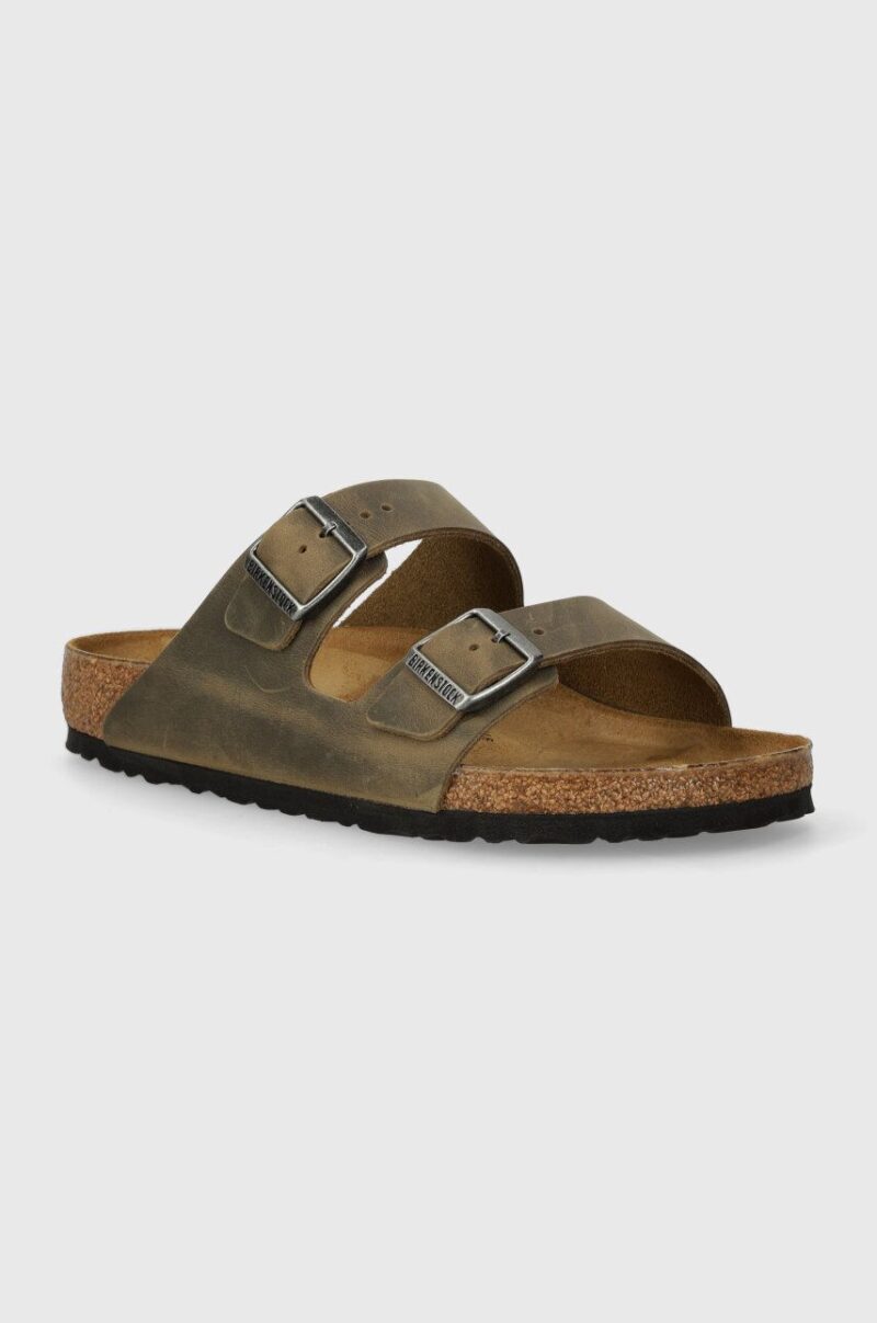 Birkenstock papuci din nubuc Arizona culoarea verde