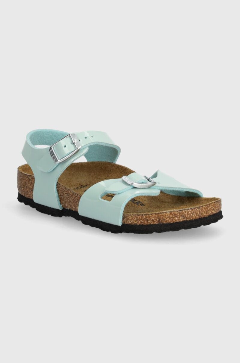 Birkenstock sandale copii Rio Kids BF Patent culoarea turcoaz