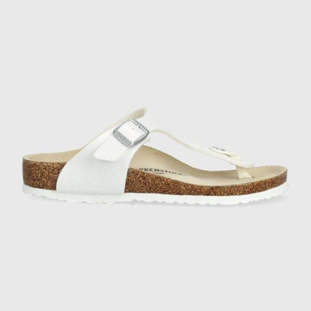 Birkenstock slapi copii Gizeh K BF Shiny Lizard culoarea alb