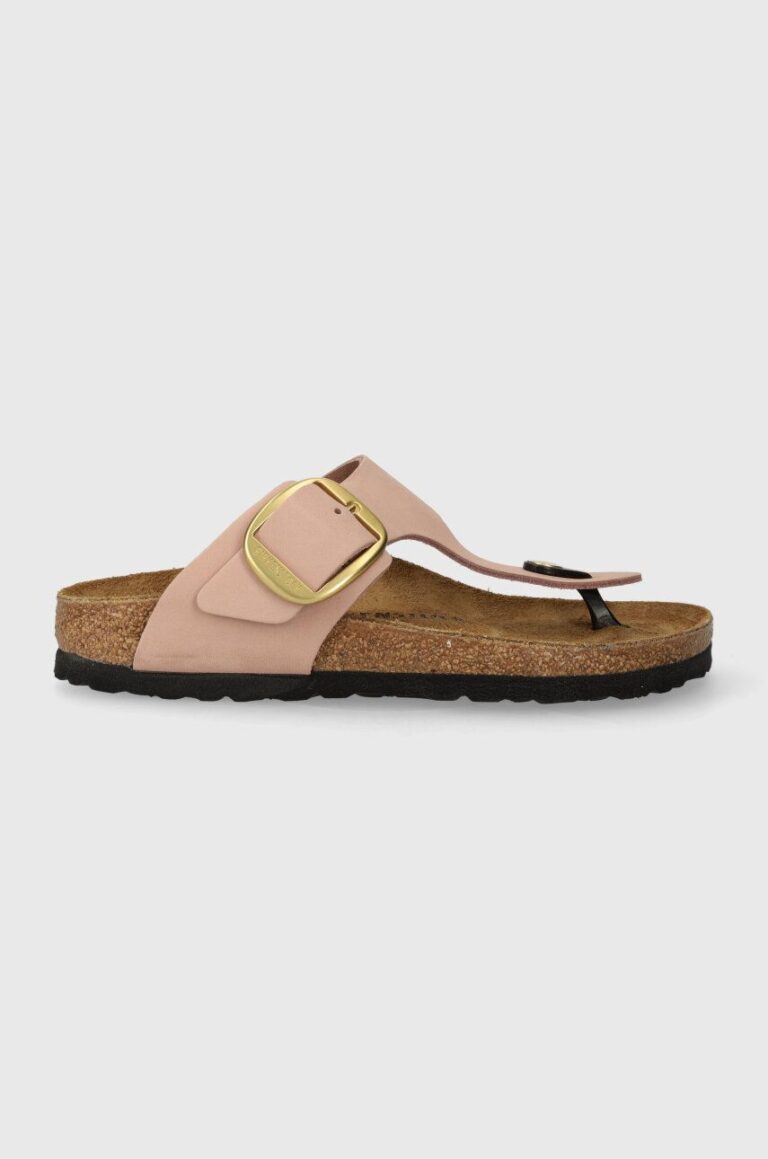 Birkenstock slapi din piele intoarsa Gizeh Big Buckle femei