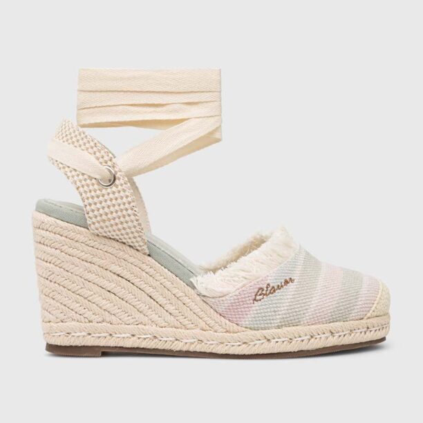 Blauer espadrile Wells toc pana