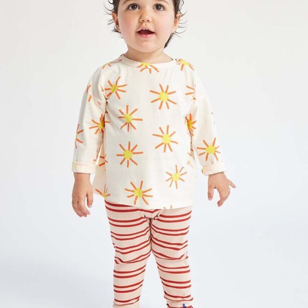 Bobo Choses longsleeve din bumbac pentru bebeluși culoarea bej