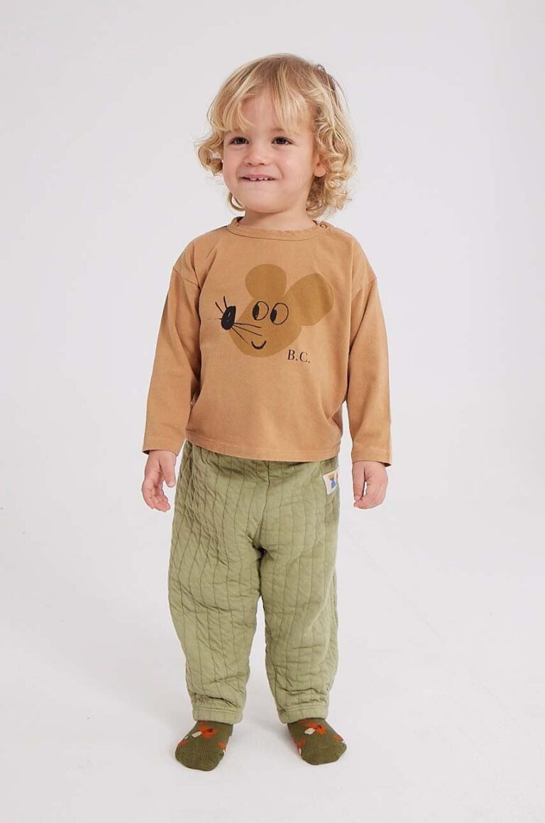 Bobo Choses longsleeve din bumbac pentru bebeluși culoarea maro