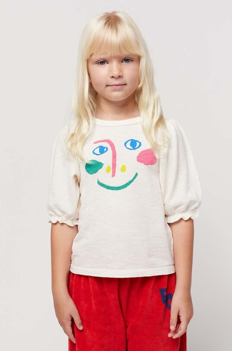 Bobo Choses longsleeve din bumbac pentru copii culoarea alb