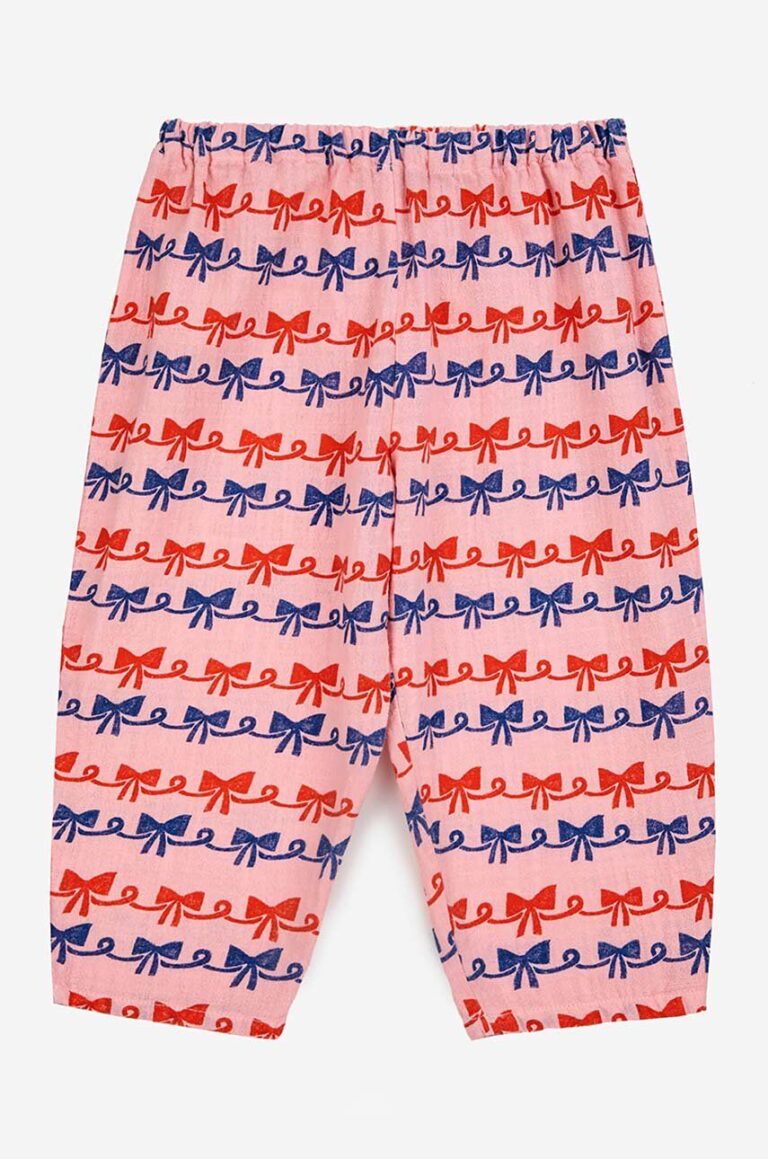 Bobo Choses pantaloni de bumbac pentru copii culoarea roz