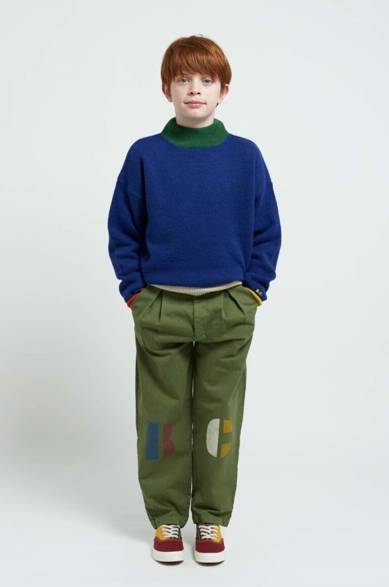 Bobo Choses pantaloni de bumbac pentru copii culoarea verde